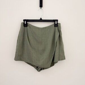 Princess Polly Olive Green Linen Mini Skort